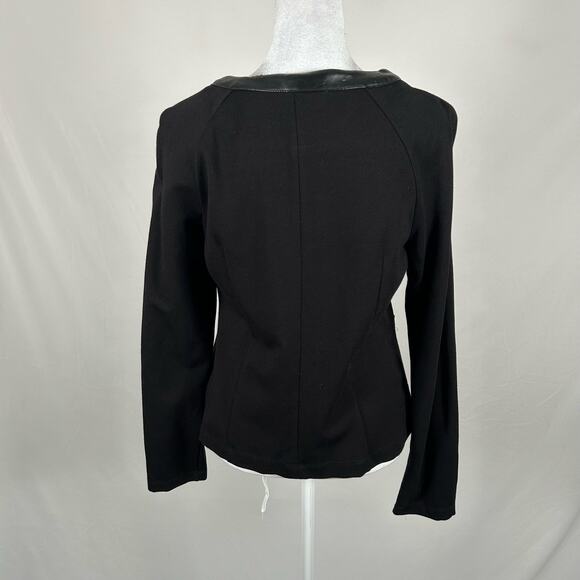 Chelsea & Theodore Black Jacket Blazer Zip Faux Leather Medium Business Casual - Picture 4 of 4